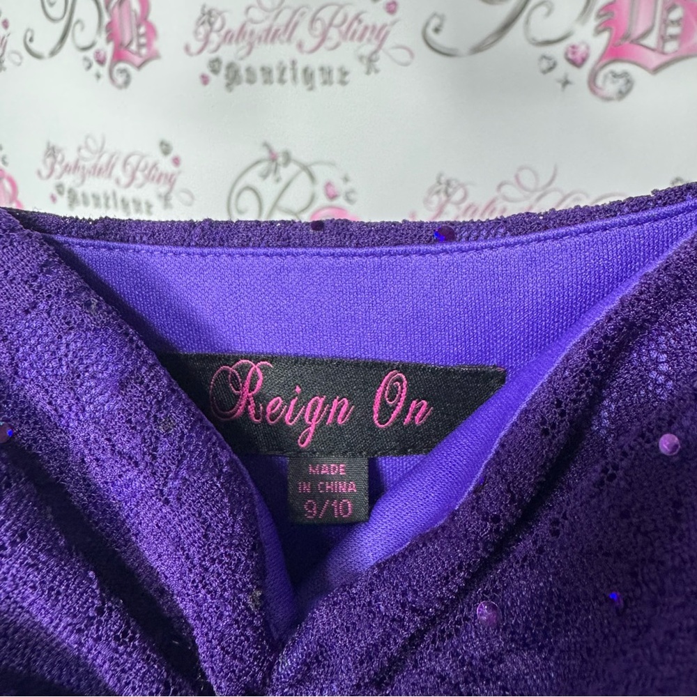 Reign on dress fancy sparkly rutched purple ball gown formal open slit mermaid - Picture 6 of 16